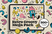 Retro Groovy Procreate Stamp Pack, a Brush Add-On by Pencil Twist (Thumbnail 1 of 11)