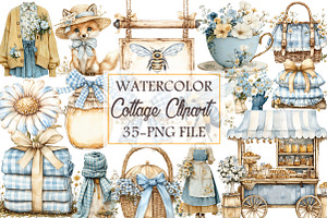 Watercolor Cottage Clipart, an Illustration by Libby Wishes