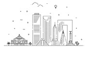 Mexico City Vector Skyline, an Outline Icon by Tettygreen (Thumbnail 2 of 2)
