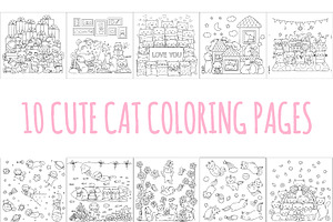 10 Cute cats coloring pages