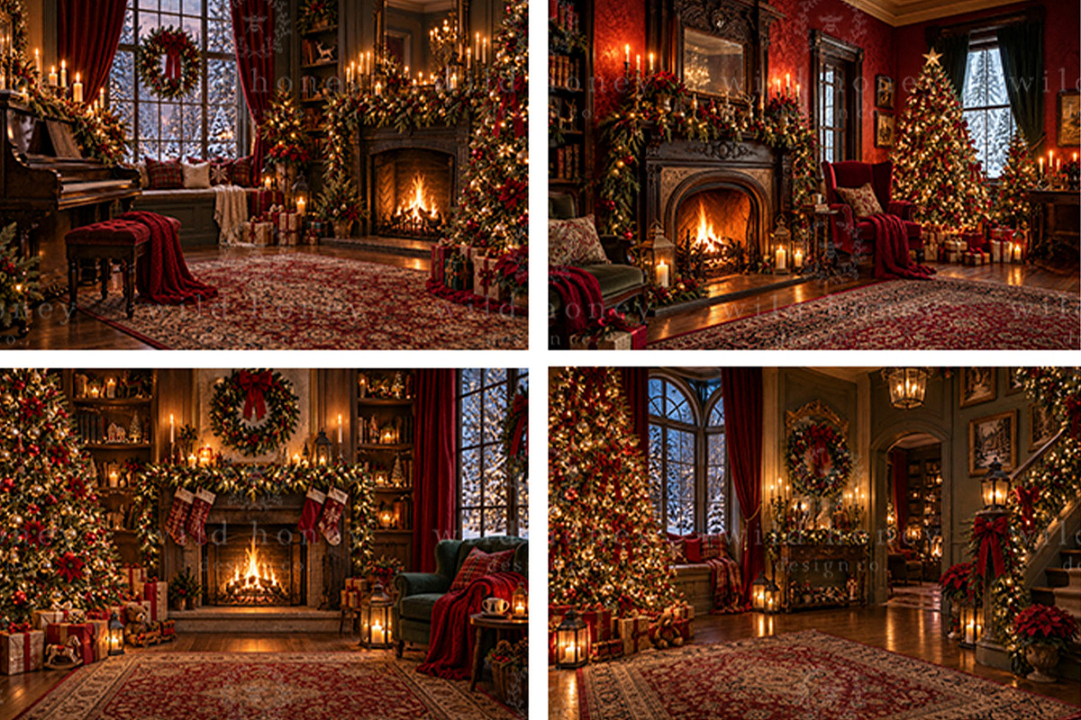 Christmas Digital Backdrops BUNDLE, a Layer Style Add-On by Wild Honey Design Co. (Photo 2 of 4)