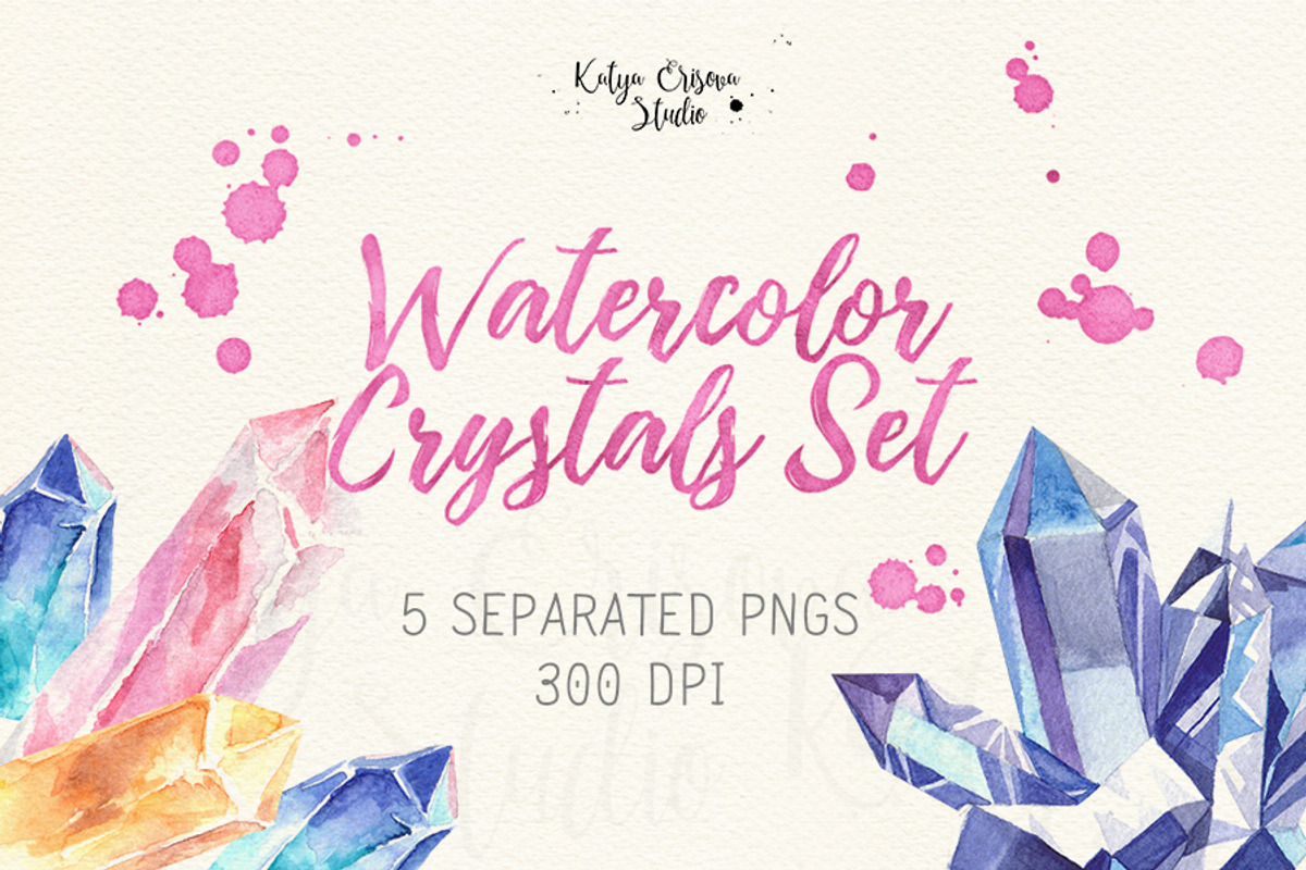 Watercolor Crystals Set, a Texture Illustration by SOVA (Photo 1 of 2)