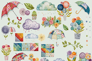 Spring Showers Quilt Clipart