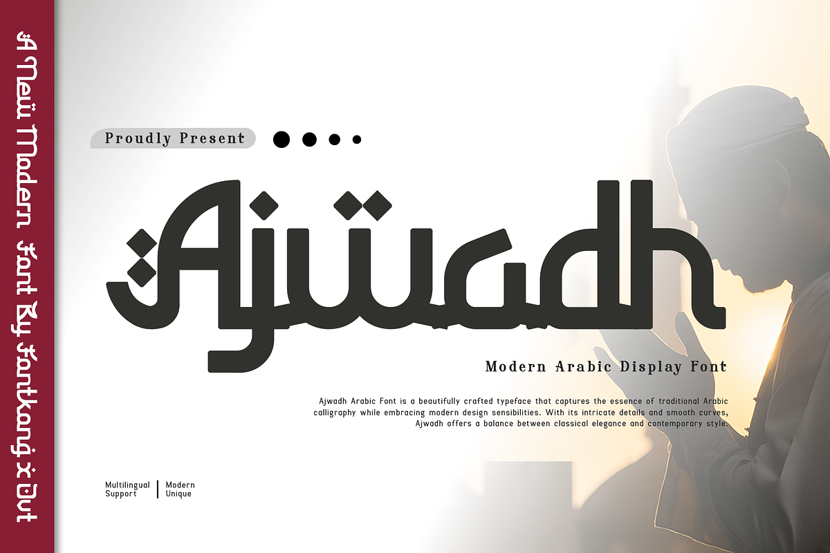 Ajwadh - Modern Arabic Display Font, a Handwritten Font by overlaytemplates (Photo 1 of 5)
