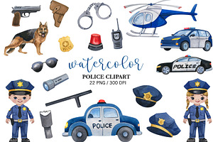 Watercolor Policeman Clipart PNG, a Person Illustration by PatternPalette