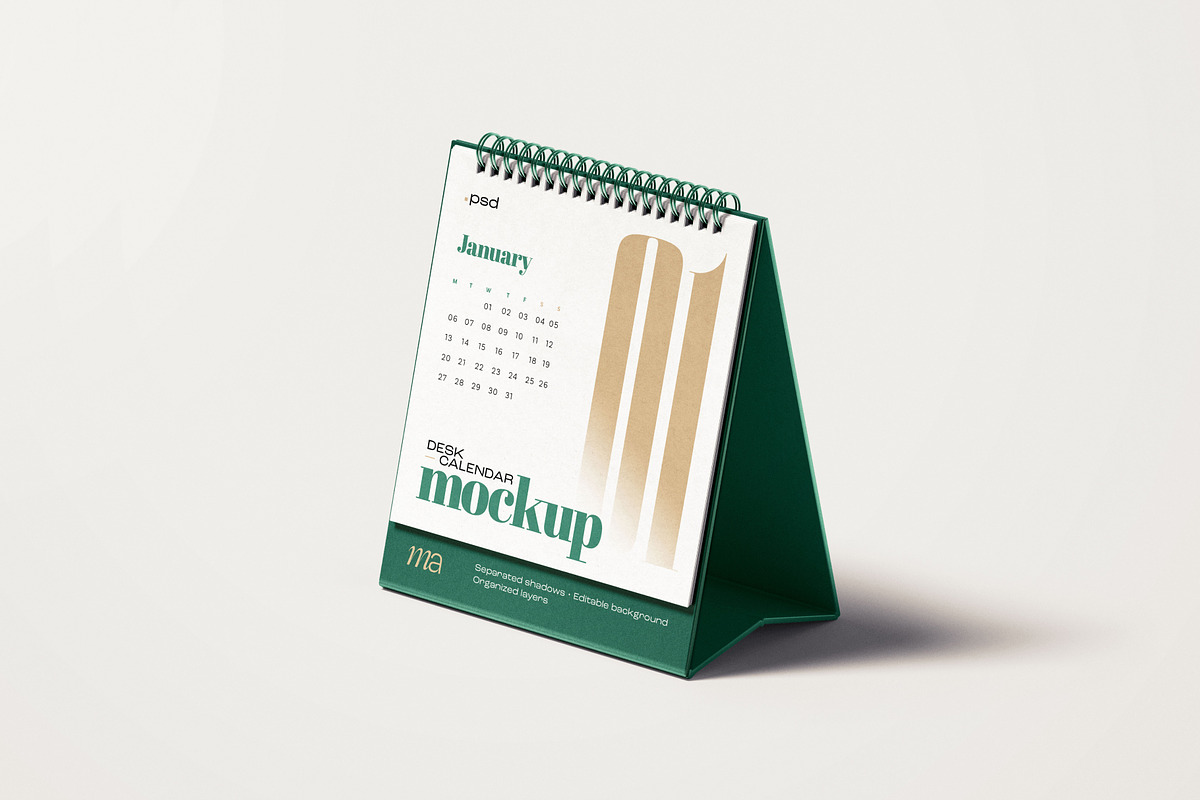 Square Desk Calendar Mockup Set, a Print Template by mockupatelier (Photo 4 of 10)