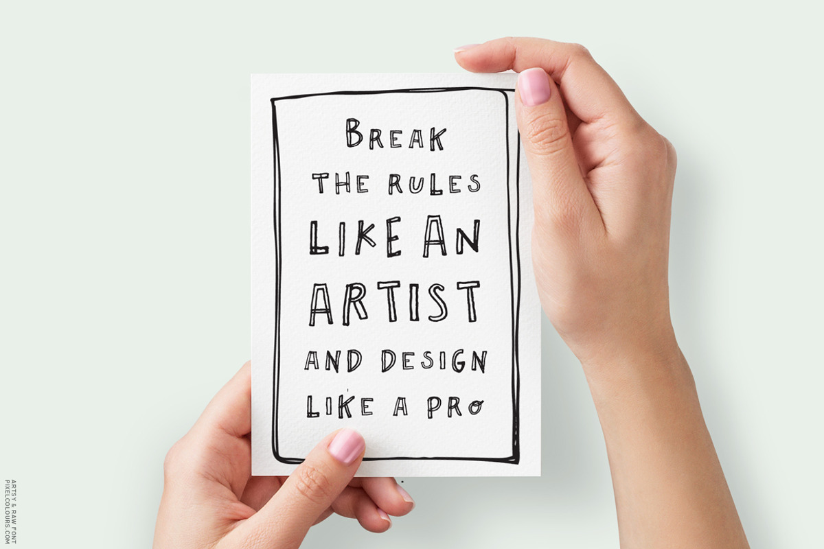 Outline Font - Artsy and Raw, a Handwritten Font by pixelcolours (Photo 6 of 11)