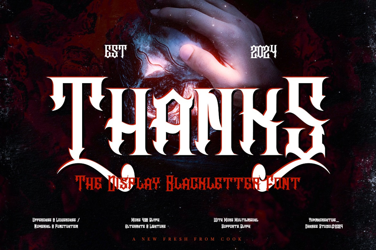 Velgrynd - Display Blackletter Font, a Blackletter Font by Dhabee (Photo 8 of 17)