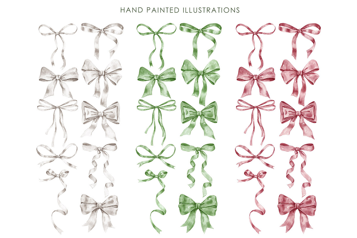 Watercolor ribbon bows clipart., an Object Graphic by AquarelleSpace (Photo 2 of 5)