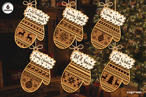 Christmas Mitten Ornament SVG Bundle, a Decorative Illustration by svgocean