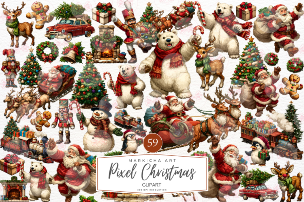 Pixel Art Christmas Clipart, an Illustration by Markicha Art (Photo 1 of 4)