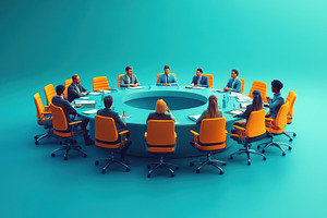 Meeting of diverse professionals in, a Photo by Tanuart