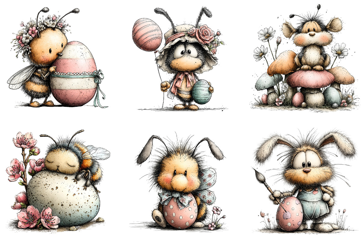 Quirky Easter Bee Clipart, an Illustration by Sublimation Artist (Photo 6 of 7)