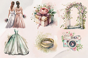 37Watercolor Wedding Clipart PNG Set, an Illustration by Jalina Clipart Studio (Thumbnail 6 of 7)
