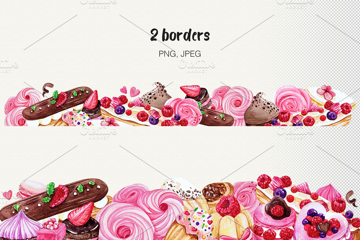 French Sweets Watercolor Collection, a Food Illustration by Olga Alexeenko (Photo 4 of 6)