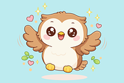 Cute Owl Cartoon Character Flapping, an Animal Illustration by Artpon Illustration (Thumbnail 1 of 3)