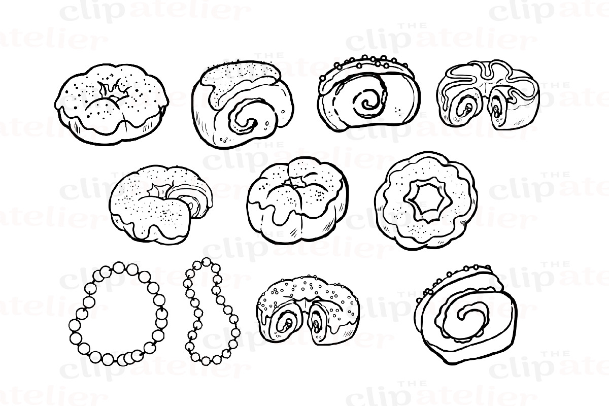 King Cake Line Art, a Seasonal Illustration by TheClipAtelier (Photo 2 of 3)