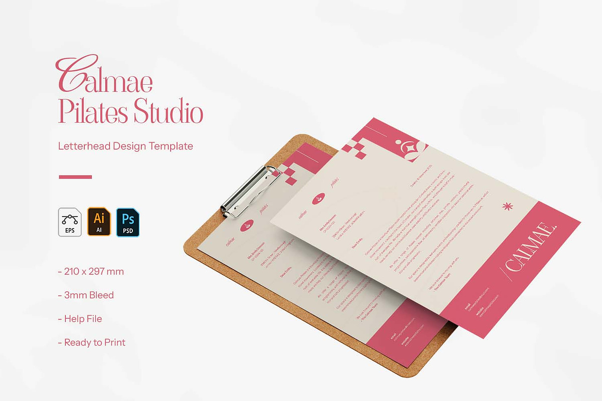 Calmae Pilates Studio - Letterhead, a Print Template by VUNIRA (Photo 1 of 3)