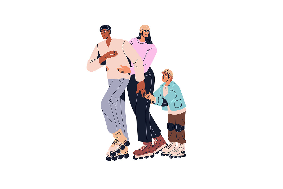 Happy people on roller skates set, a Person Illustration by PaperTrident (Photo 13 of 15)