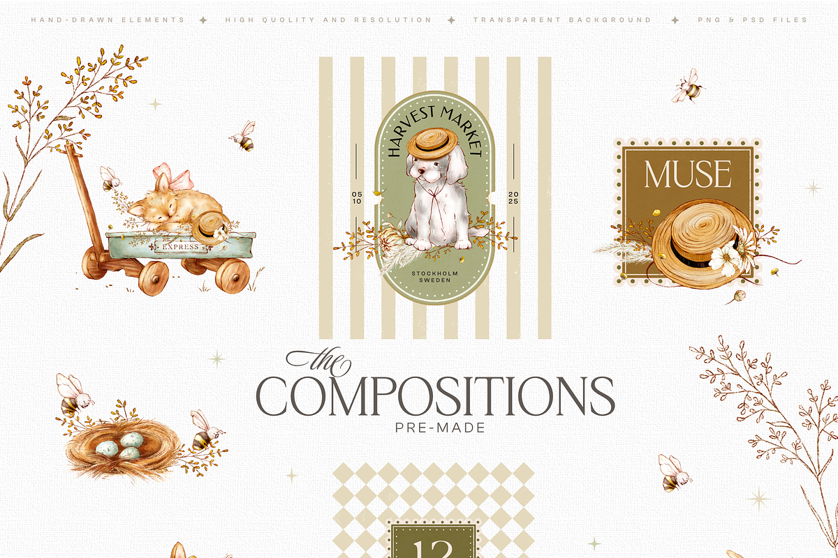 Vintage Animals Toys and Flowers, an Animal Illustration by TL Design (Photo 4 of 8)