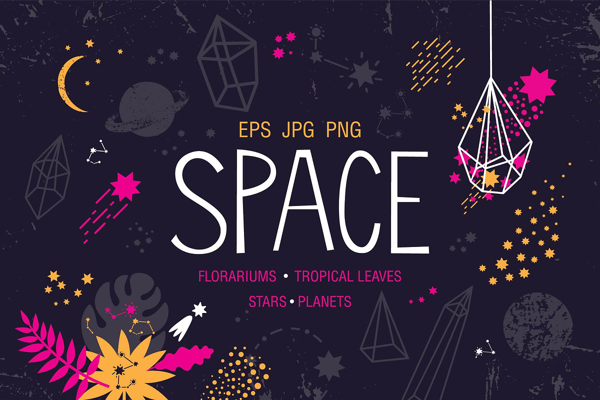 Space, florariums, tropical leaves, an Object Graphic by Maru_art (Photo 1 of 8)