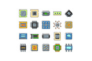 Computer chip technology icons, an Object Graphic by pikepicture (Thumbnail 1 of 3)