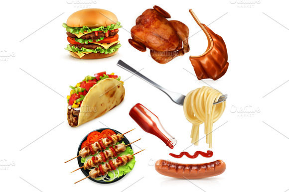 Fast Food Chicken Sausage Vector