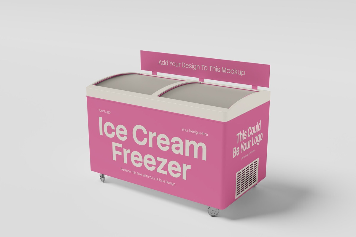 Ice Cream Fridge 3D Mockup PSD, a Merchandise Mockup by Akrinity Digital (Photo 4 of 4)
