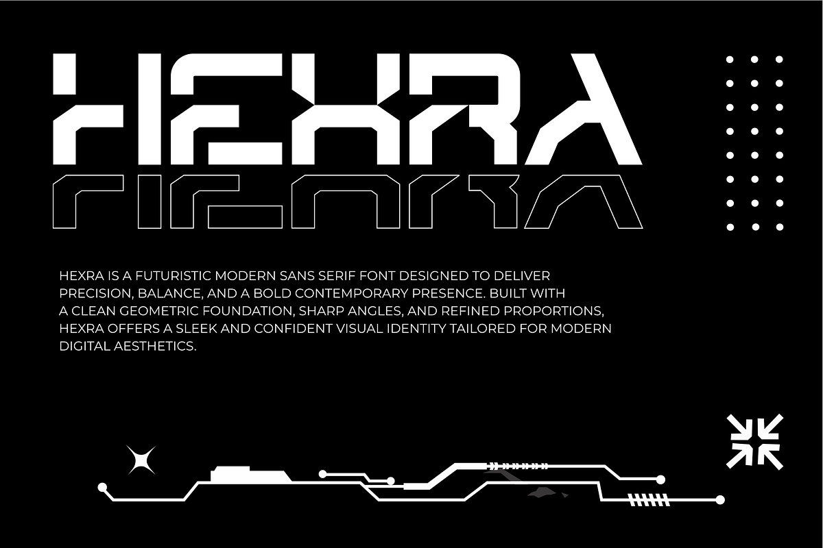 HEXRA – Futuristic Display Typeface, a Sans Serif Font by Vroz Studio (Photo 2 of 8)