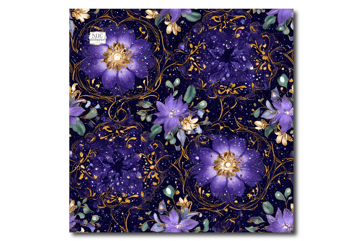 Starry Rococo Floral Digital Paper, a Texture Illustration by DreamPrint404 (Photo 4 of 4)