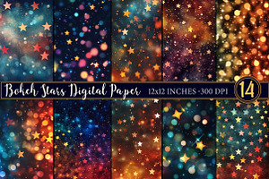 Bokeh Stars Digital Paper, a Texture Illustration by Designworld