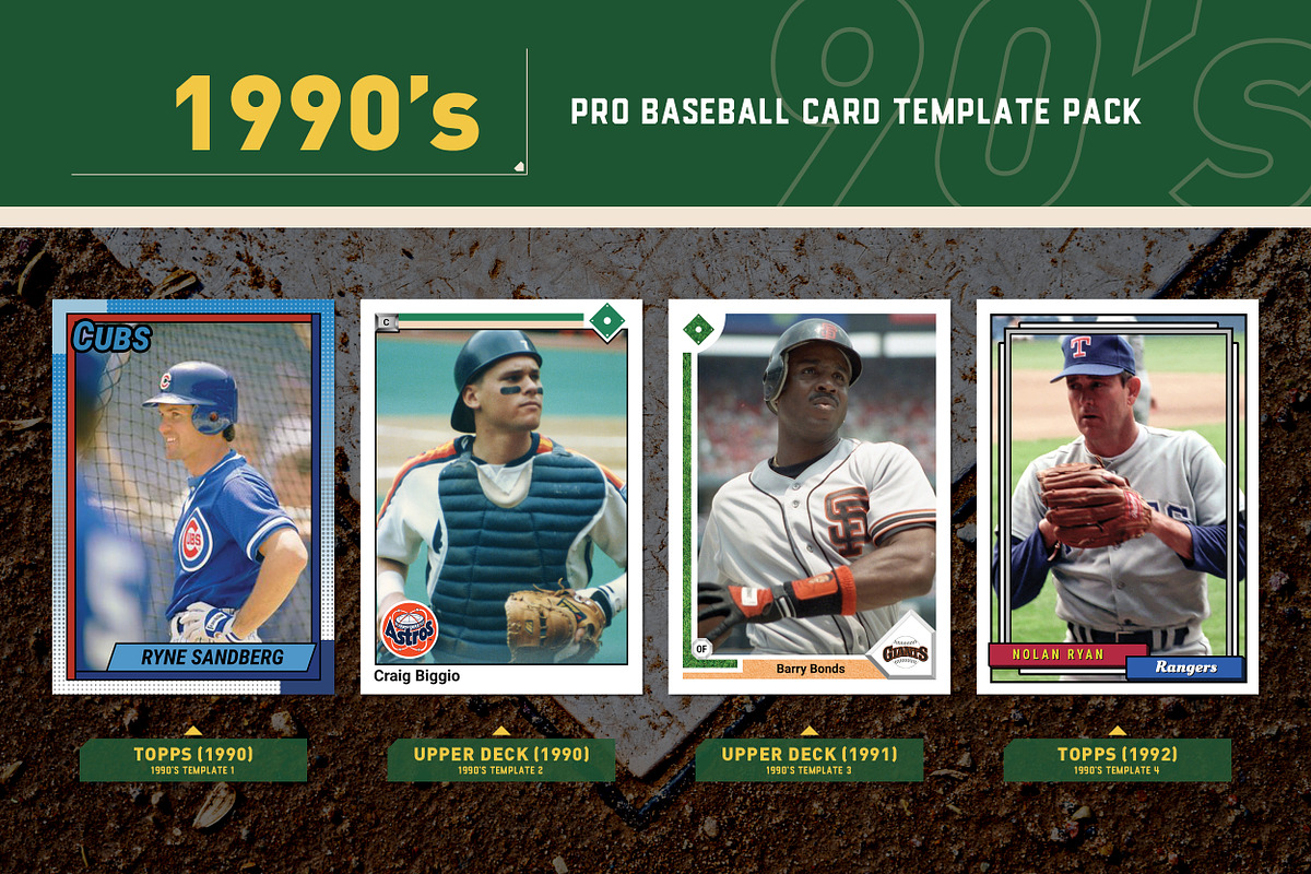 1990's Pro Baseball Card Templates, a Card Template by Chris Weibring (Photo 4 of 11)