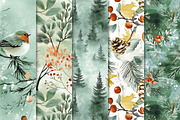 Evergreen Frost Digital Paper Set 02, a Pattern Graphic by Maishop (Thumbnail 2 of 3)