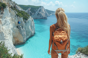 Scenic coastal view from a cliff top, a Photo by Tanuart