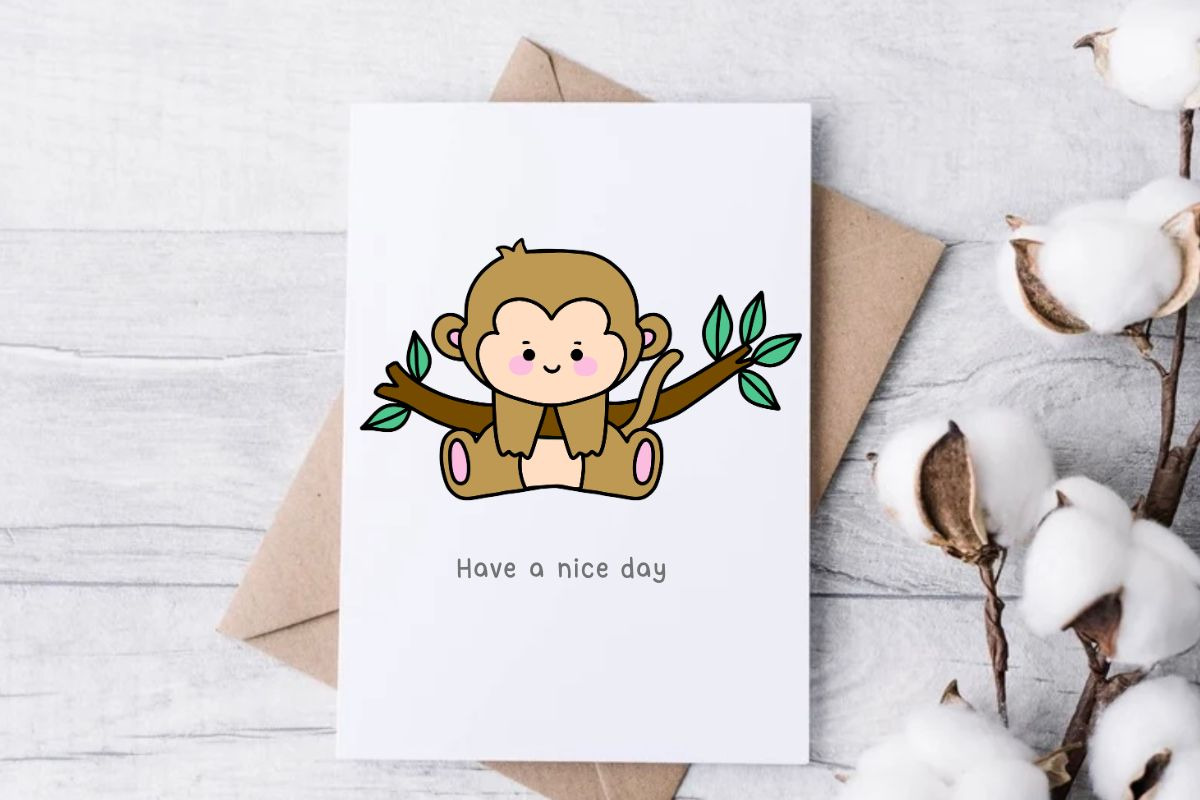 cute monkey, monkey clipart, kawaii, an Animal Illustration by Nattapohncha (Photo 2 of 3)