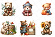 Watercolor Autumn Bear Clipart, an Illustration by DreamPrint404 (Thumbnail 3 of 6)