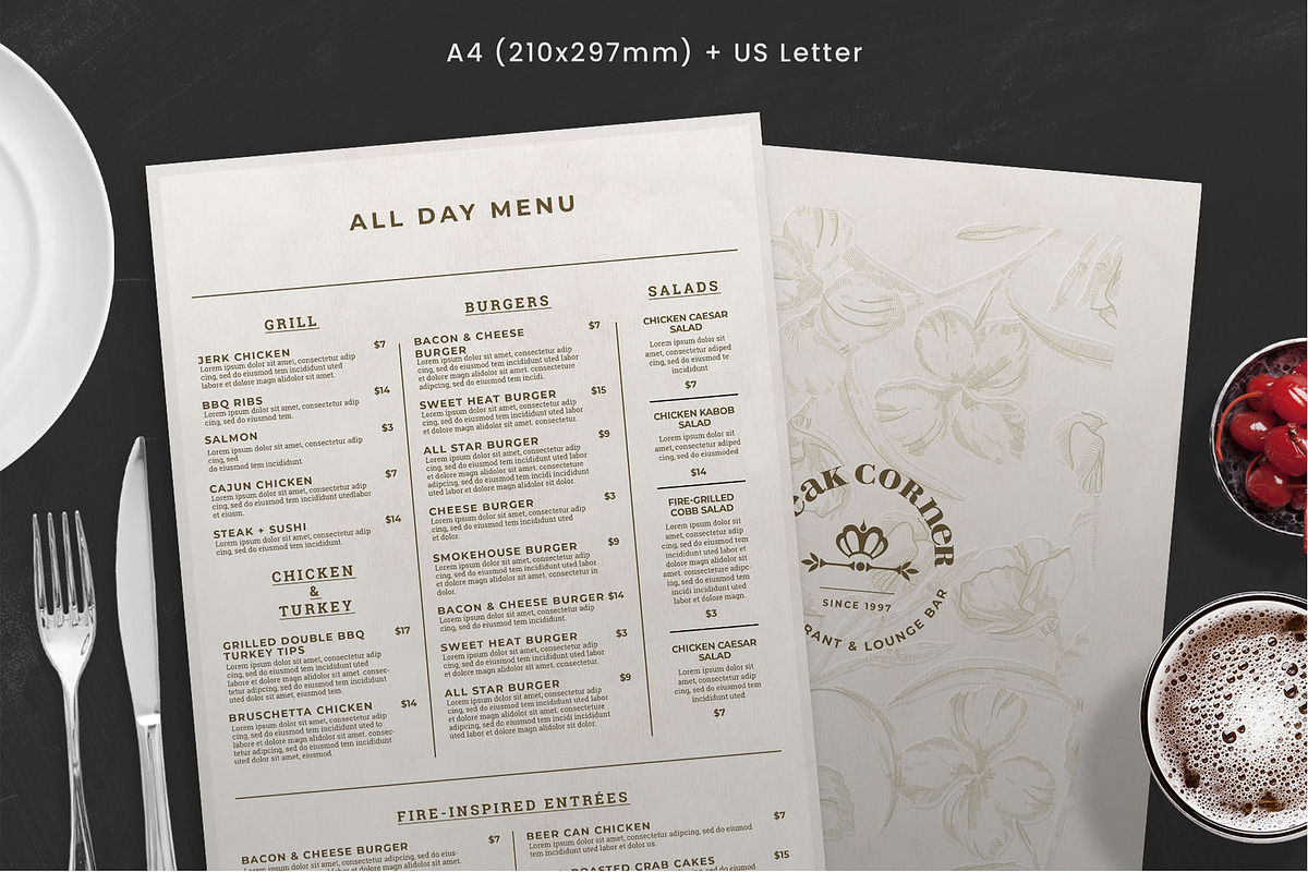 Elegant Food Menu Template, a Flyer Template by BrandPacks (Photo 3 of 5)