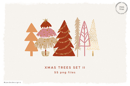Christmas Trees II Clip Art, an Illustration by PeDe Designs