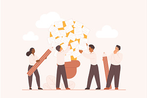 Ideation workshop brainstorm meeting, a Person Illustration by Lemberg Vector