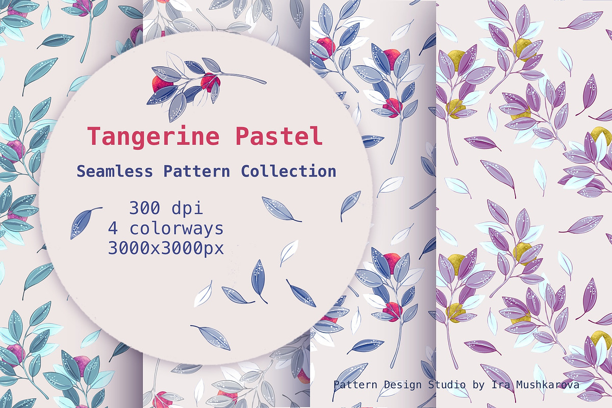 Tangerine Pastel Seamless Patterns, a Pattern Graphic by Marta & Livonka (Photo 1 of 17)