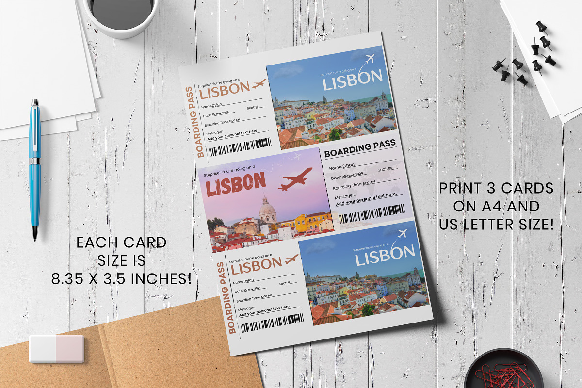 Lisbon Boarding Pass Template, a Card Template by Snapybiz (Photo 4 of 10)