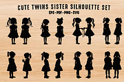 Cute Twins Sister Silhouette SVG Set, a Person Illustration by Gfx Expert Team (Thumbnail 1 of 3)