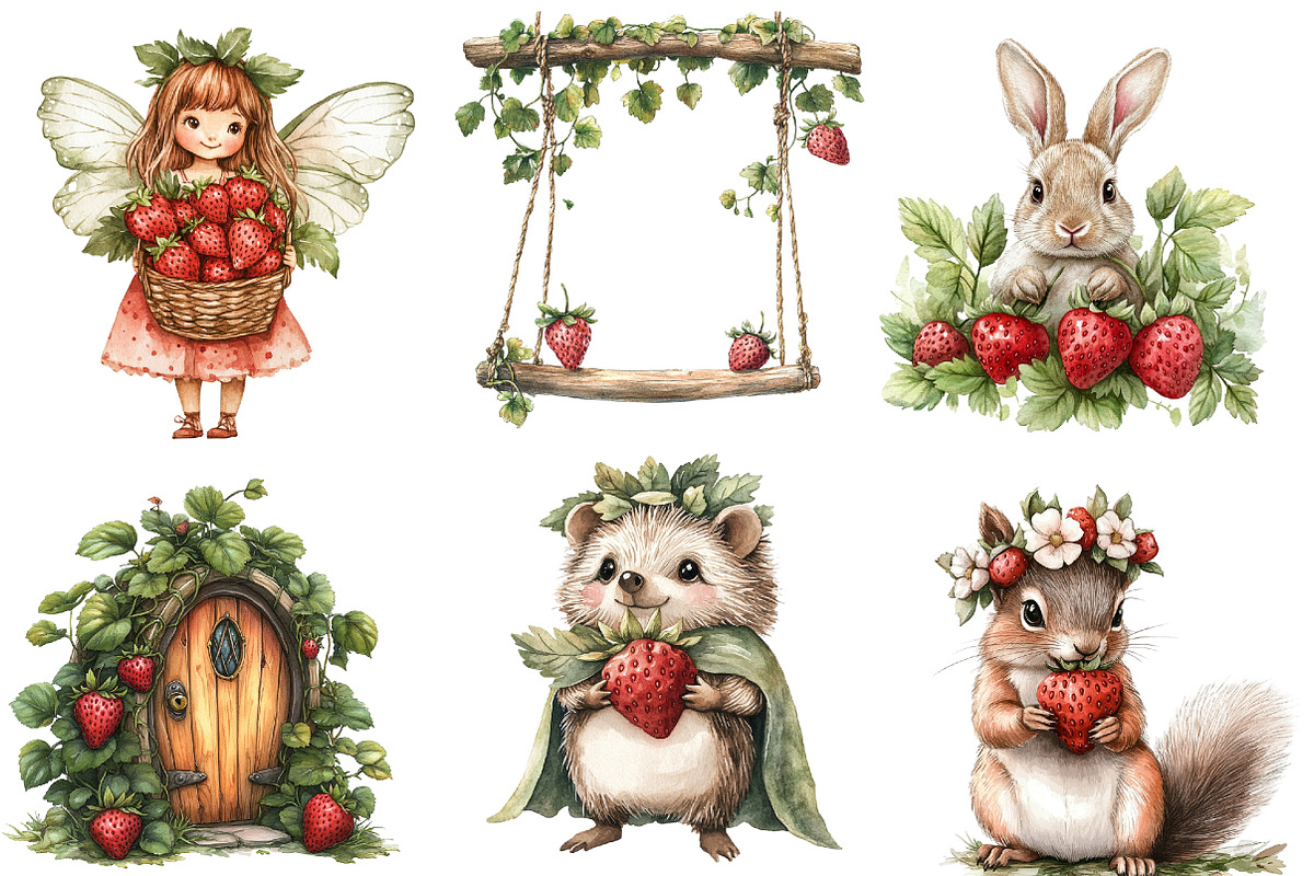 Strawberry Fairy Garden Clipart, an Illustration by Designworld (Photo 5 of 6)