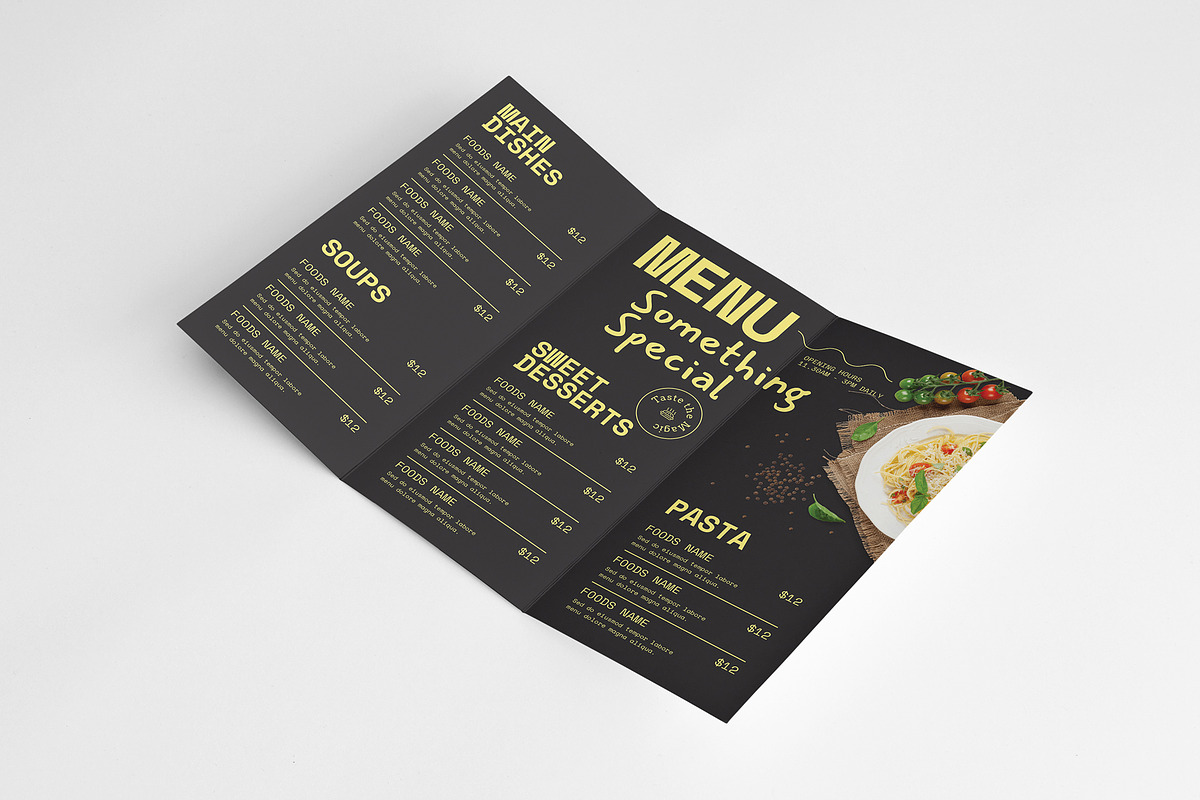 Black Trifold Menu, a Brochure Template by Designsoul14 (Photo 4 of 6)