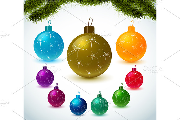 Set Colorful Christmas Balls
