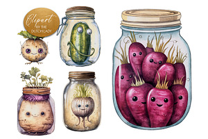 Preserved Vegetables Clipart Set