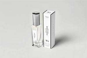 Realistic Perfume Bottle Box Mockup, an Advertising Mockup by DesignRushMarket