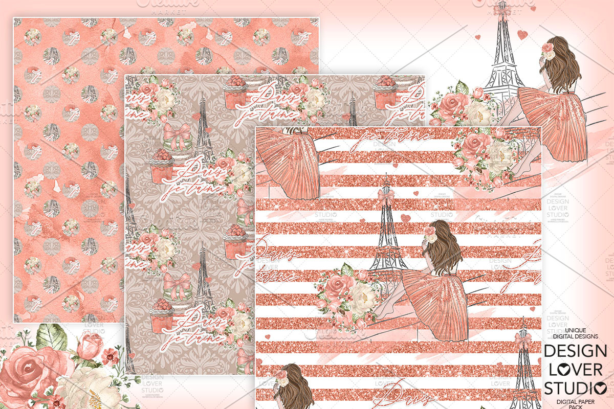 -50% Parisdigital paper pack, a Pattern Graphic by designloverstudio