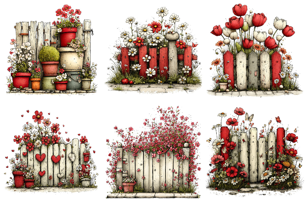 Whimsical Spring Fence Clipart, an Illustration by Craft Nest (Photo 11 of 12)