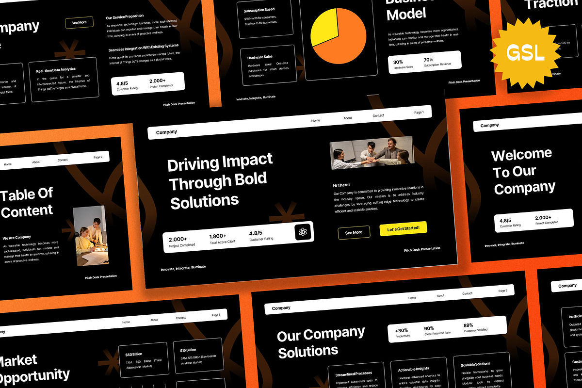 Black Bold Pitch Deck Google Slide, a Presentation Template by Aiyari Graphic (Photo 1 of 5)